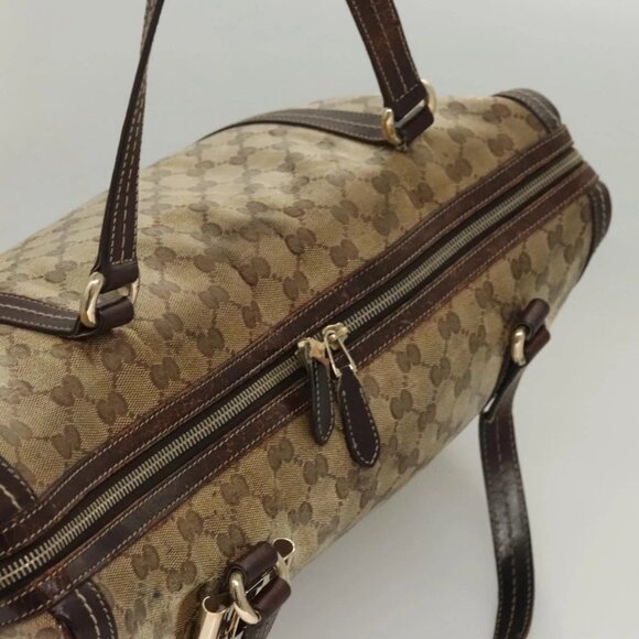 GUCCI GG Crystal Shoulder Bag Coated Canvas Brown Gold - Picture 11 of 16